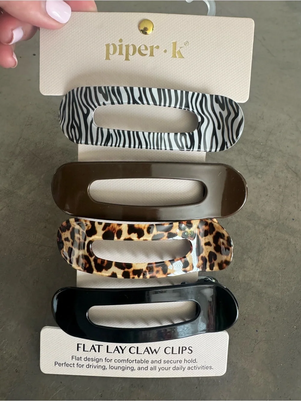 Piper • K Zebra,Brown,Leopard&Black Flat Lay Claw Clips/4 Pack/fun for all ages